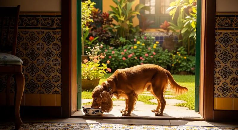 Tutor escovando os dentes de um cão pequeno com escova própria para pets