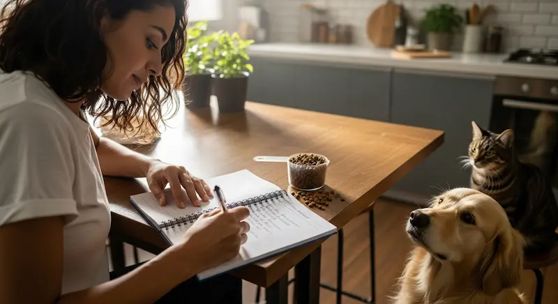 Tutor registrando a quantidade de ração diária para o pet