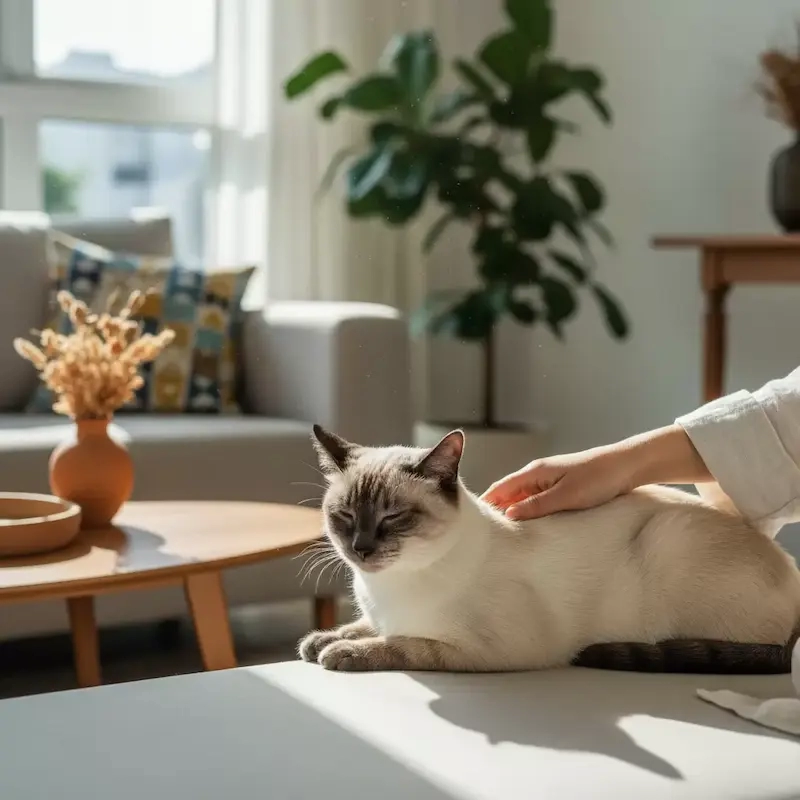 Ansiedade de Separação em Gatos - Gato recebendo carinho do seu tutor