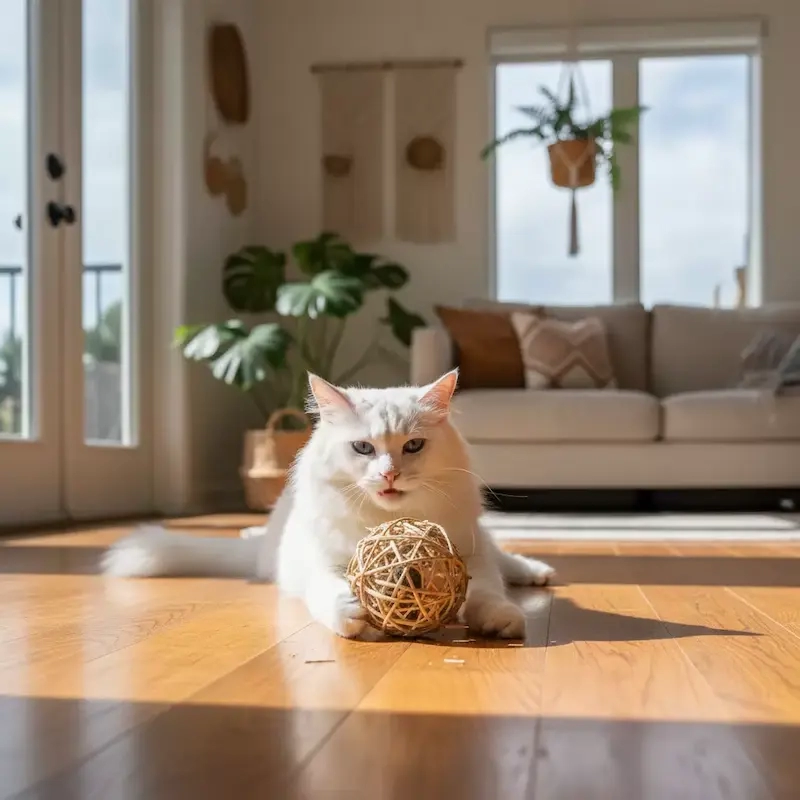 Ansiedade de Separação em Gatos - Gato brincando com bolinha