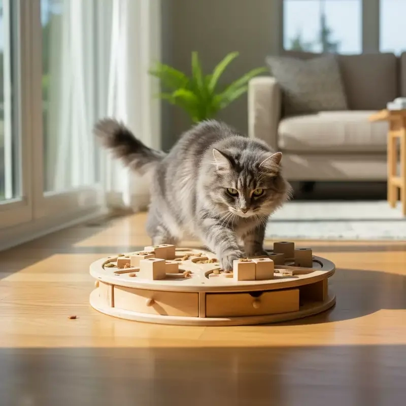 gato com brinquedo interativo