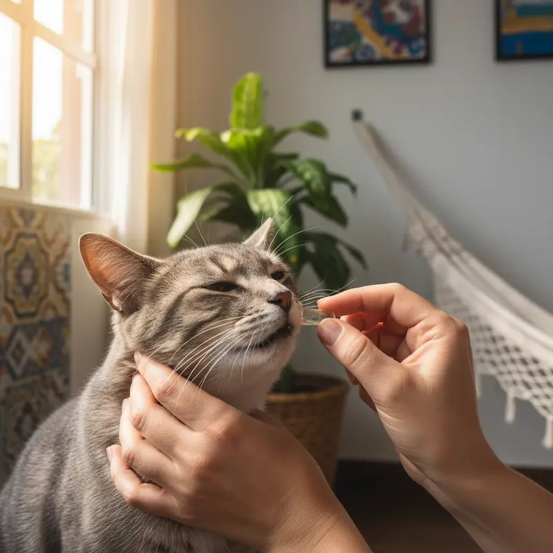 gato tomando suplemento via oral